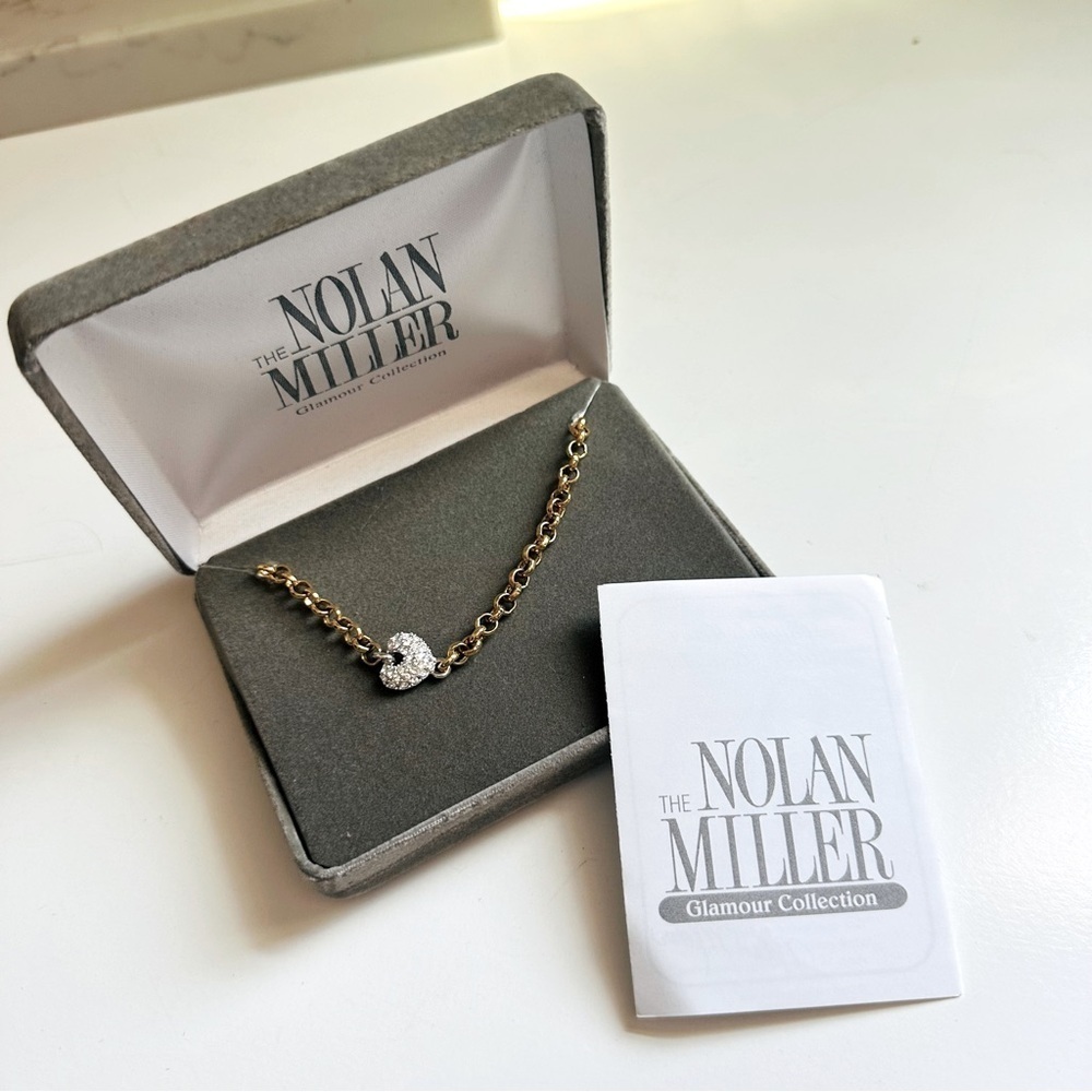 NIB VTG Nolan Miller Glamour Collection Gold Bracelet with Crystal Heart